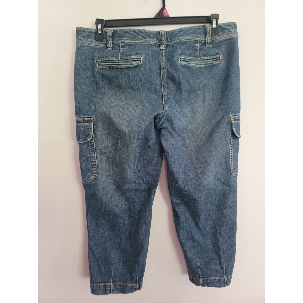Ann Taylor LOFT Womens Size 12 Cargo Crop Jeans Cropped Denim Y2K Utility Autumn - Picture 8 of 16